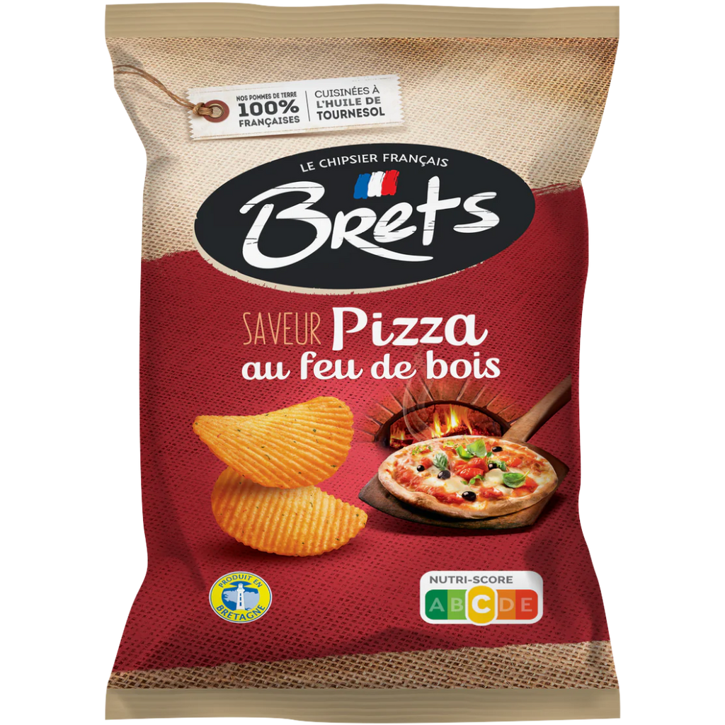 Bret's Wood-Fired Pizza Flavour Wavy Potato Crisps Share Bag (France) - 4.4oz (125g) BB 05/06/24