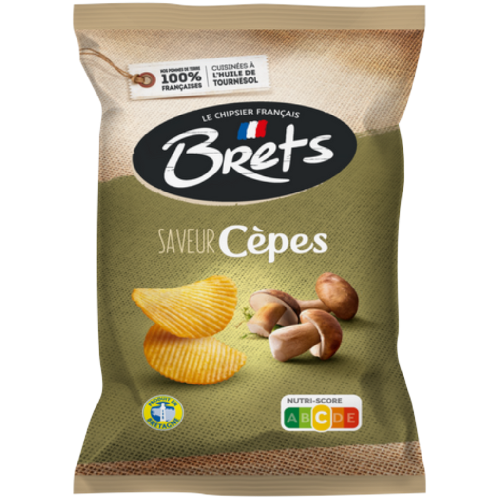 Bret's Porcini Mushrooms Flavour Wavy Potato Crisps Share Bag (France) - 4.4oz (125g) BB 07/08/24