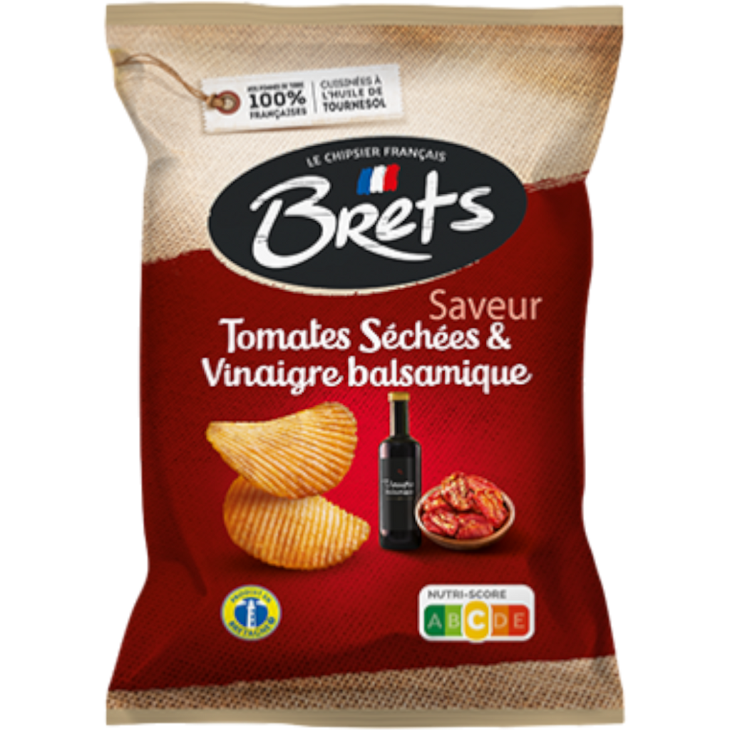 Bret's Sundried Tomatoes & Balsamic Vinegar Flavour Wavy Potato Crisps Share Bag (France) - 4.4oz (125g)