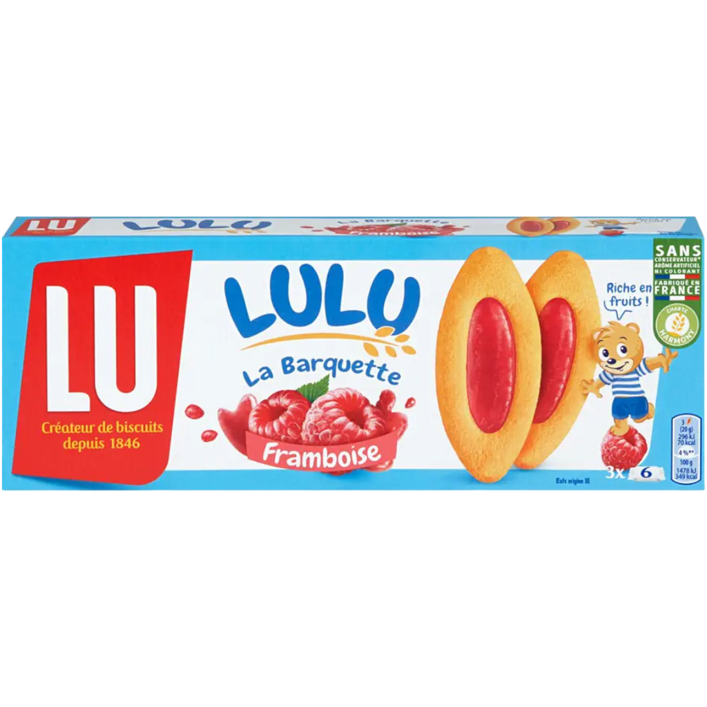 LU LULU Raspberry Filled Barquette Biscuits (France) - 4.2oz (120g)