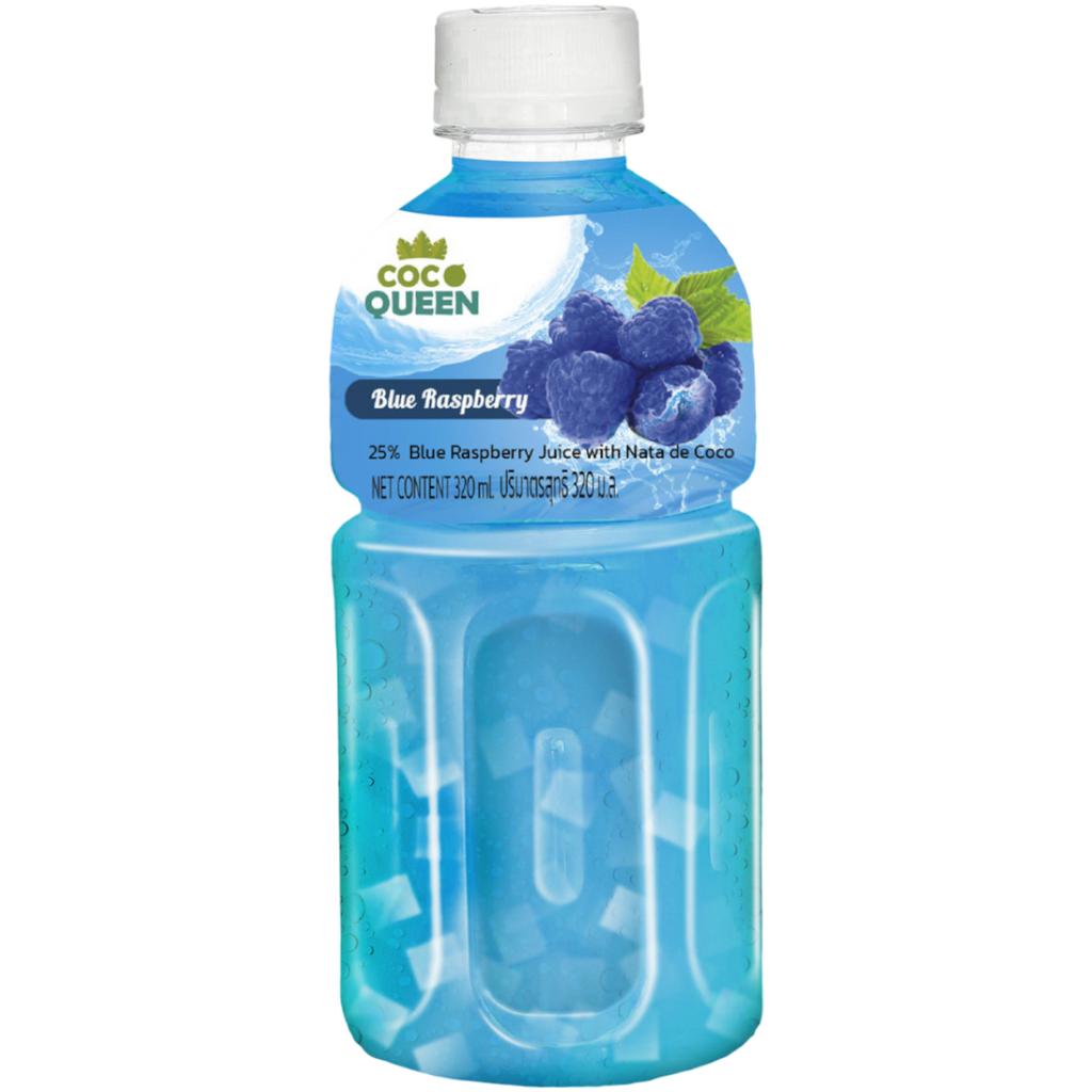 Coco Queen Blue Raspberry Flavoured Drink with Nata de Coco (Thailand) - 10.8fl.oz (320ml) BB 10/06/24