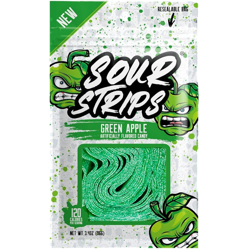 Sour Strips Green Apple Peg Bag - 3.4oz (96g)