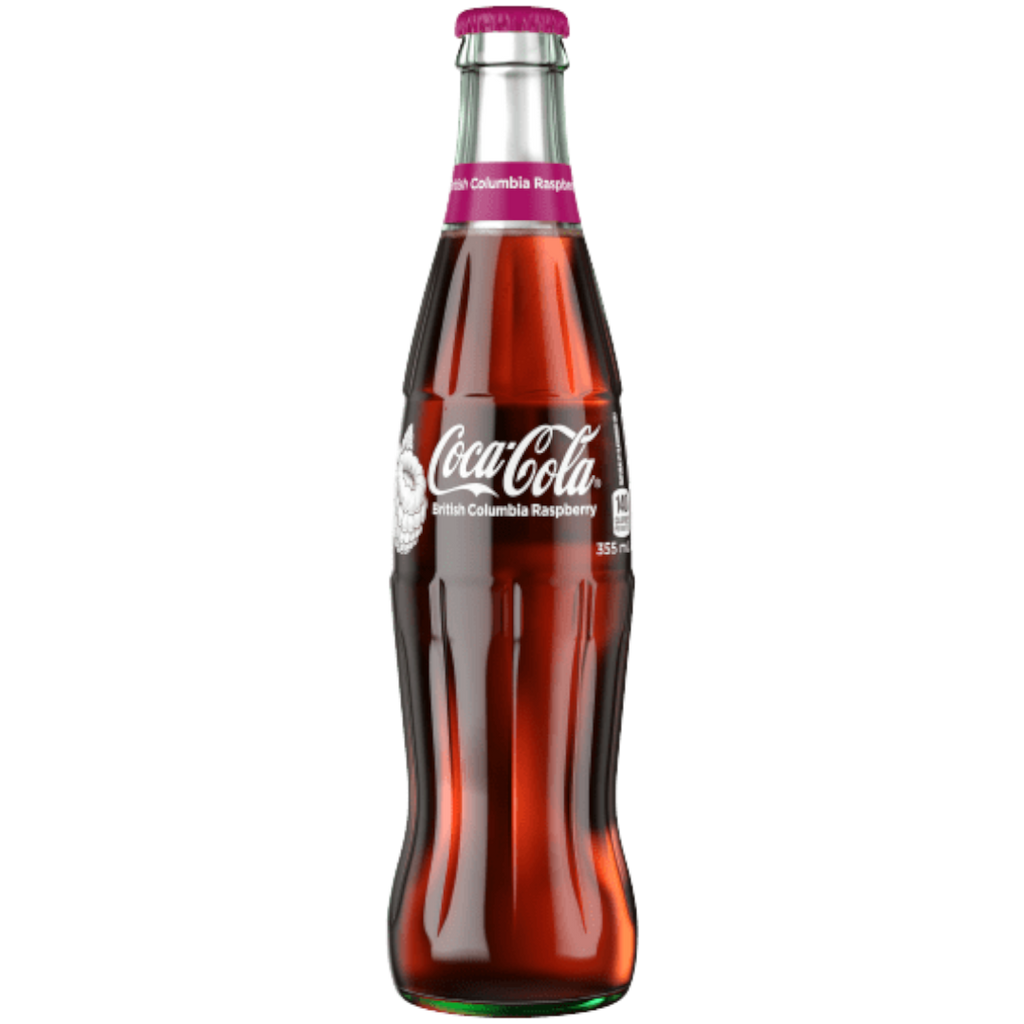 Coca Cola British Columbia Raspberry Flavour Retro Glass Bottle (Canada) - 12fl.oz (355ml)