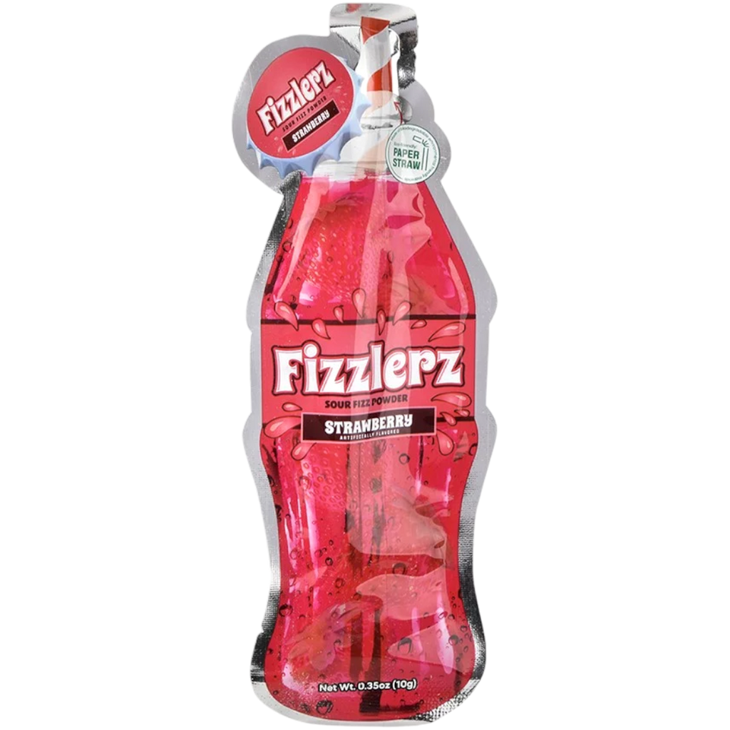 Fizzlerz Straw Sucker Sour Fizz Powder Strawberry Flavour  - 0.35oz (10g)