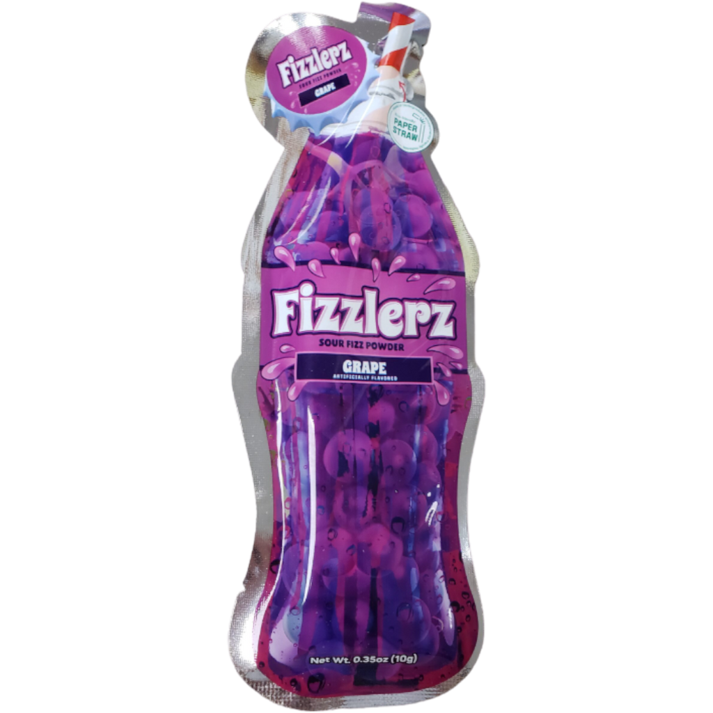 Fizzlerz Straw Sucker Sour Fizz Powder Grape Flavour  - 0.35oz (10g)