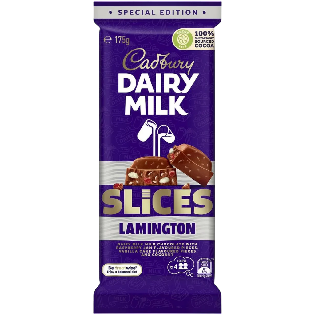 Cadbury Dairy Milk Slices Lamington Chocolate Block (Australia) - 6.2oz (175g)