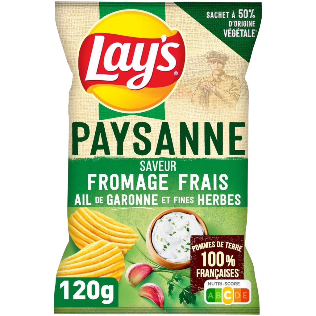 Lay's Paysanne Saveur Fromage Frais, ail de Garonne et fines Herbes (Fresh Cheese, Garlic & Herbs) (France) - 4.2oz (120g)