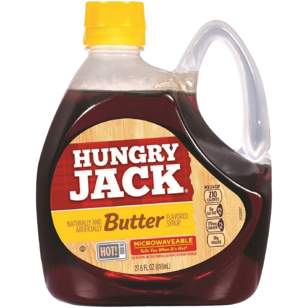 Hungry Jack Butter Flavoured Pancake Syrup Huge Microwaveable Bottle - 27.6fl.oz (816ml)