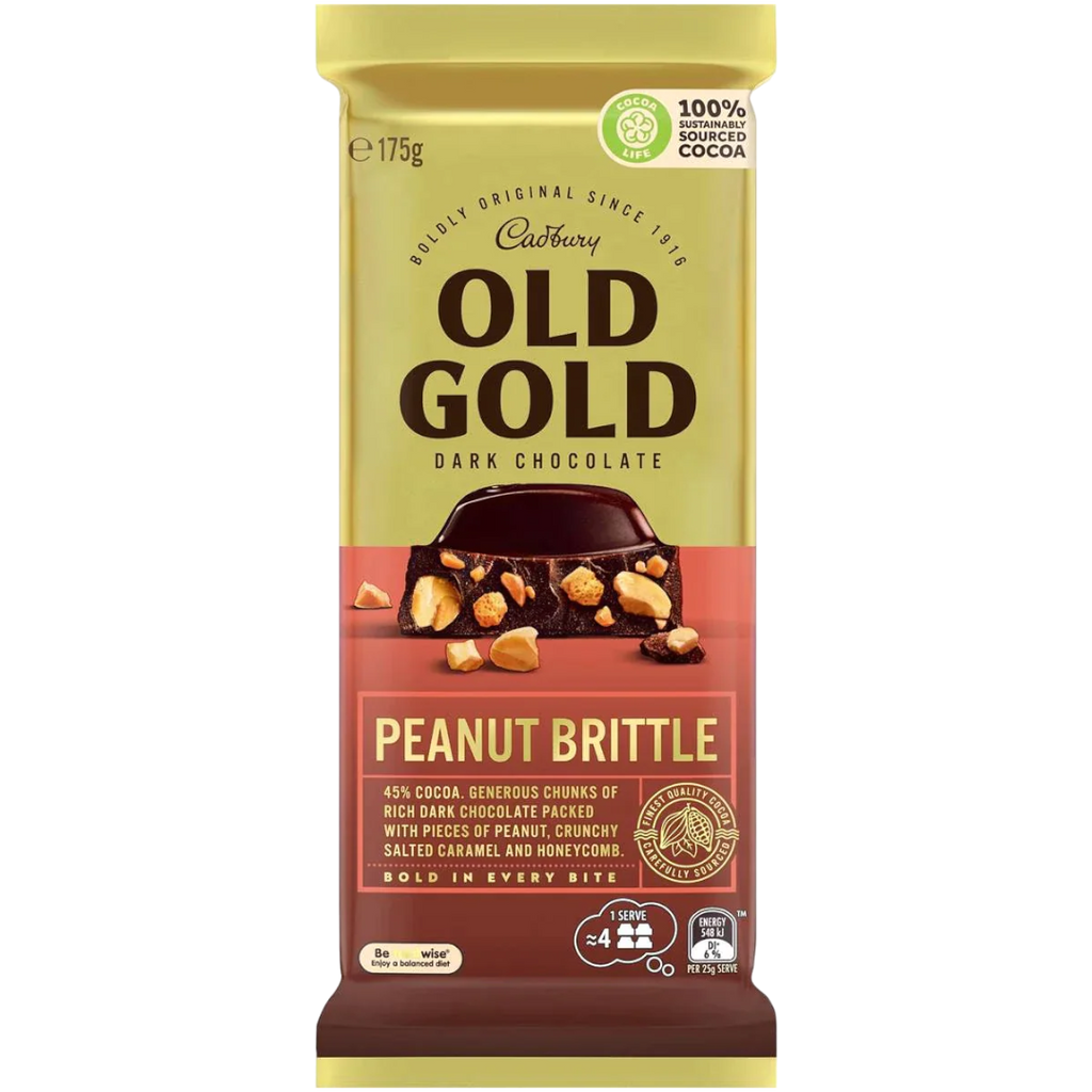 Cadbury Old Gold Peanut Brittle Chocolate Block (Australia) - 6.2oz (175g)