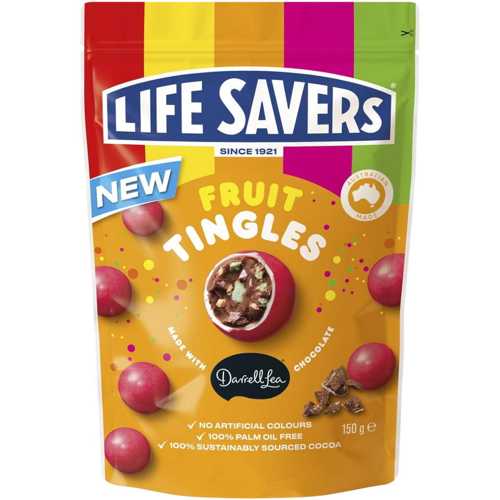 Darrell Lea Life Savers Fruit Tingles Chocolate Balls (Australia) - 5.3oz (150g)