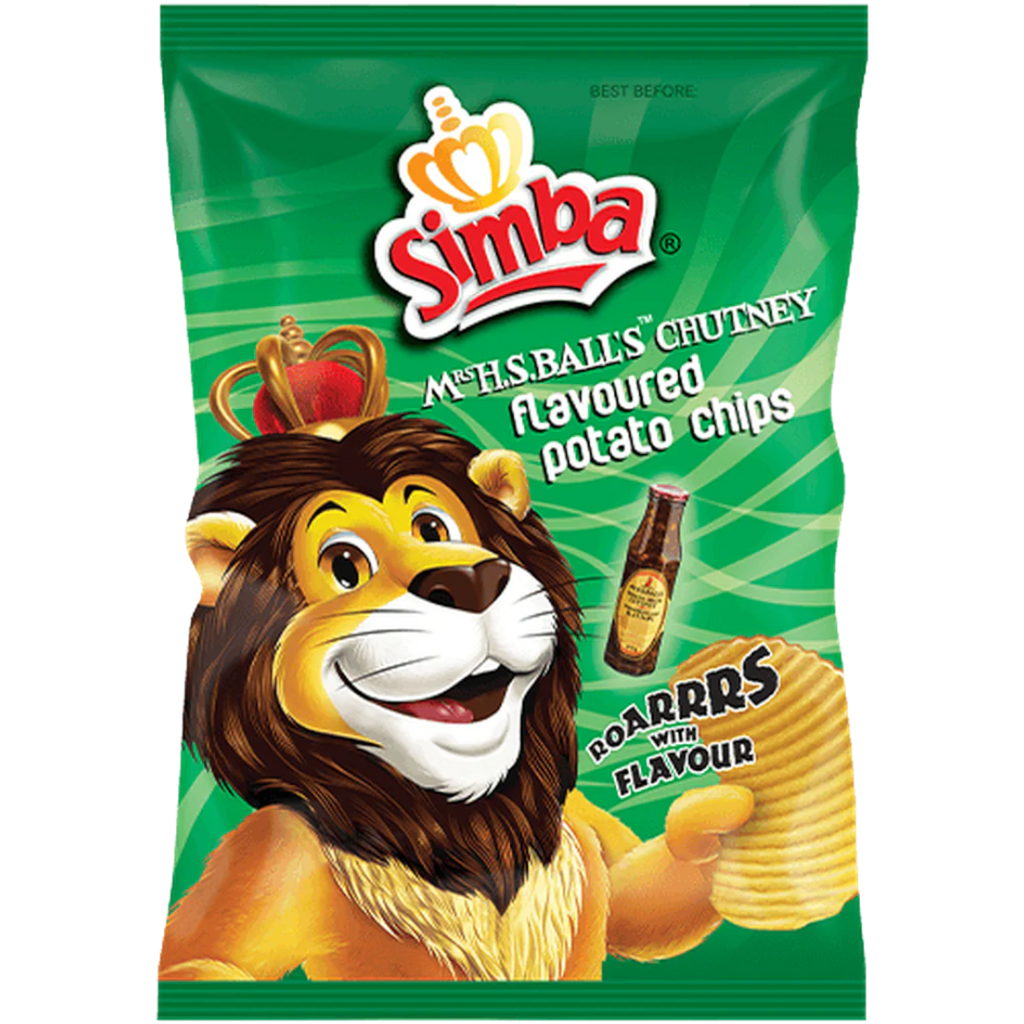 Simba Mrs H.S. Ball's Chutney Flavoured Potato Chips BIG BAG (South Africa) - 4.4oz (125g)