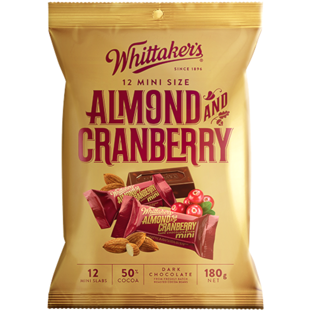 Whittaker's Mini Chocolate Slabs Almond & Cranberry (New Zealand) - 6.3oz (180g)