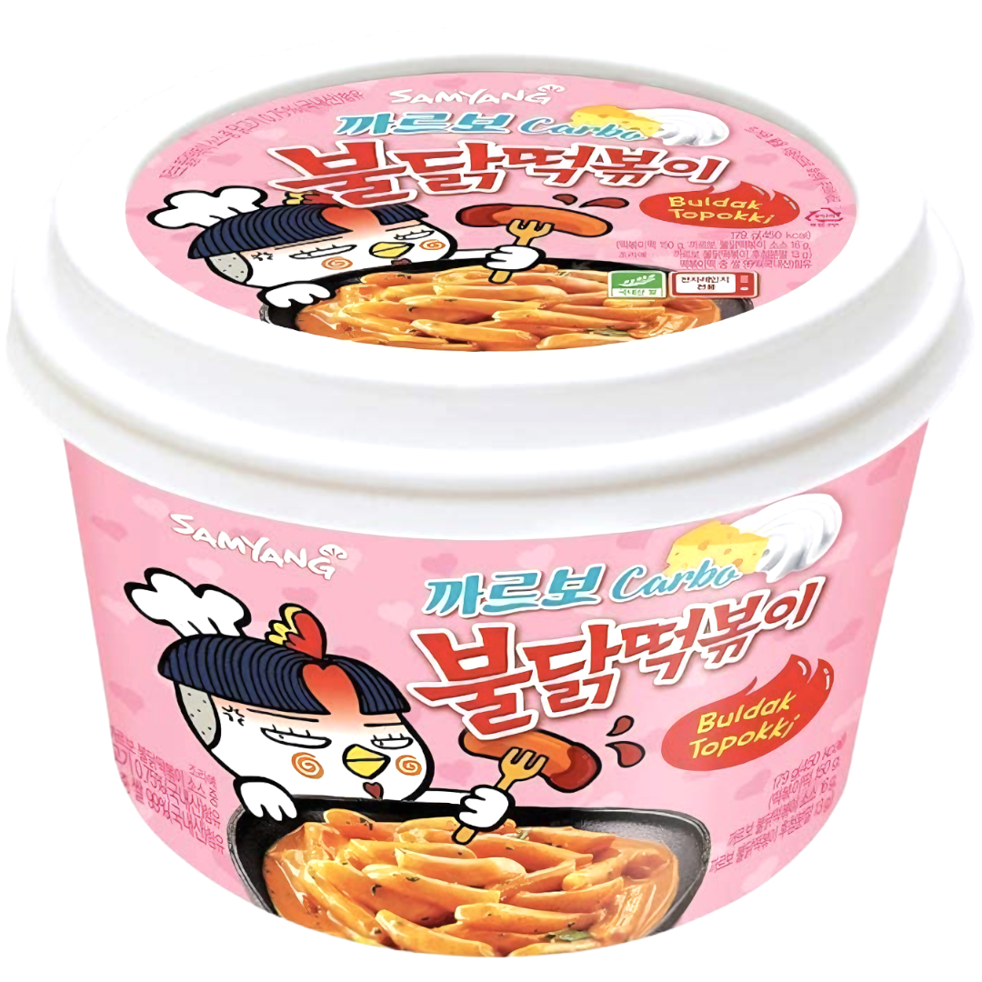 Samyang Buldak Carbonara Hot Chicken Flavour Topokki Rice Cake Bowl - 6.31oz (179g)