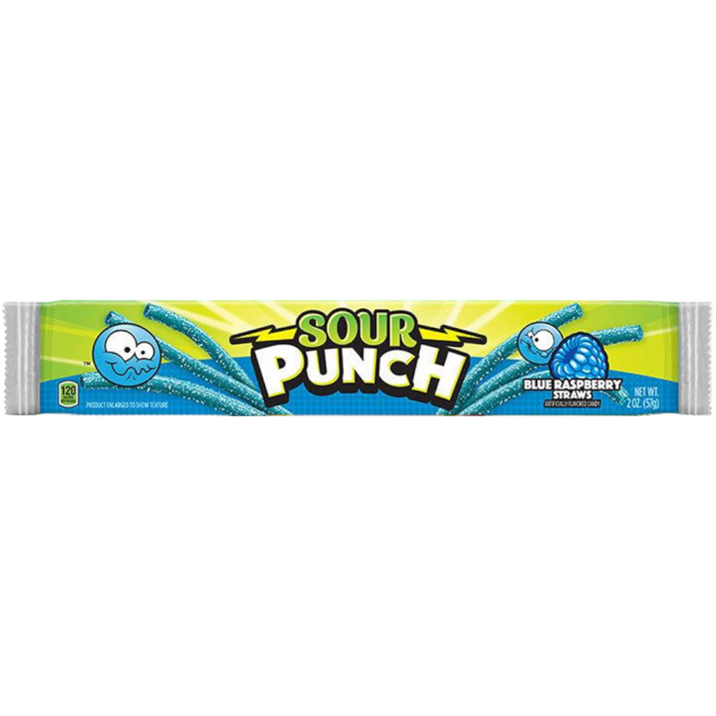 Sour Punch Blue Raspberry Straws - 2oz (56g)