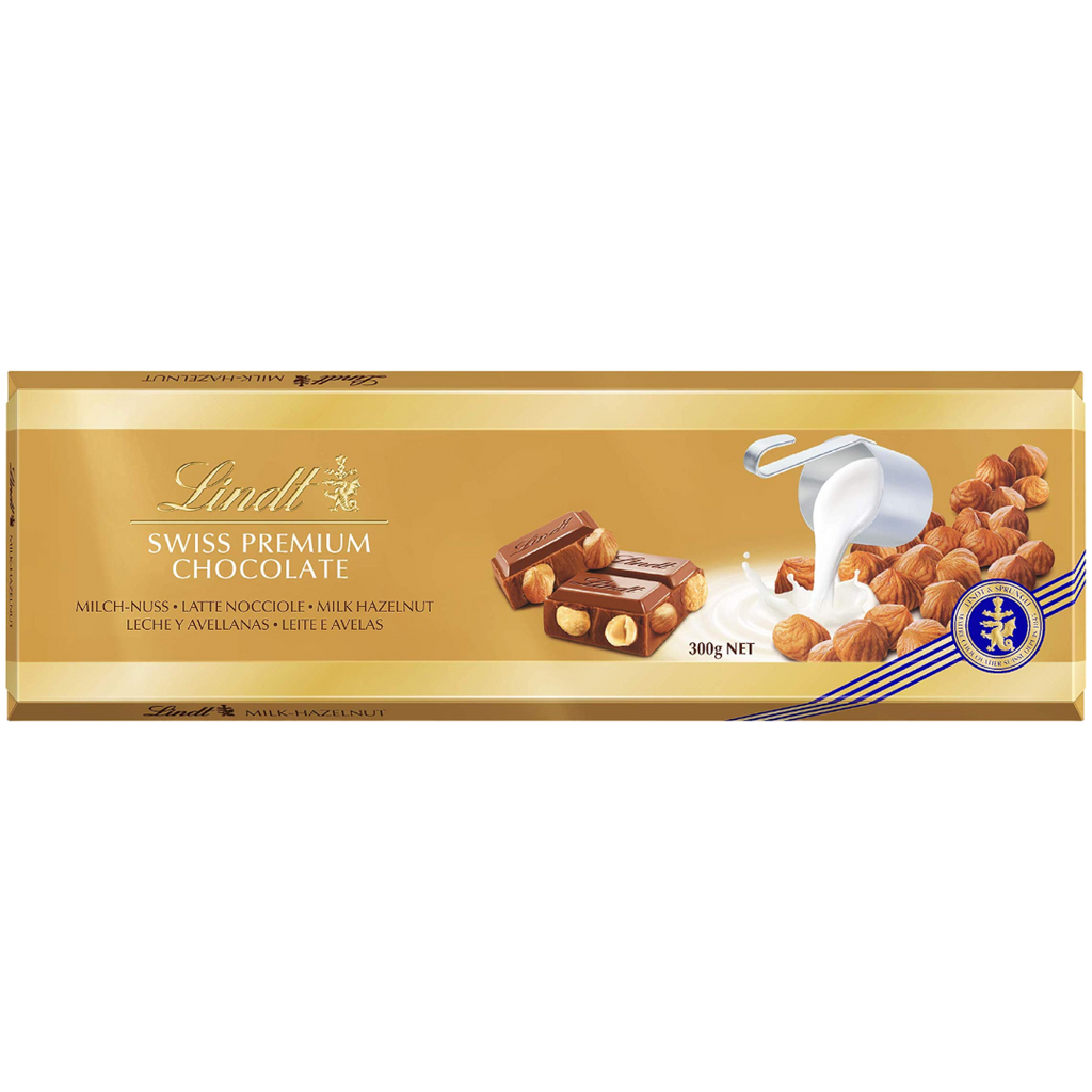 Lindt Gold Milk Hazelnut Chocolate Block (Switzerland) - 10.6oz (300g)