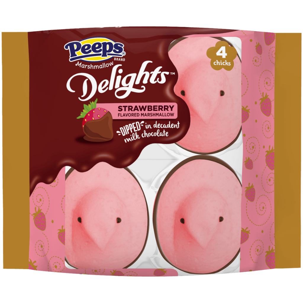 Peeps Delights Milk Chocolate Dipped Strawberry Chicks 4 Pack - 1.98oz (56g)