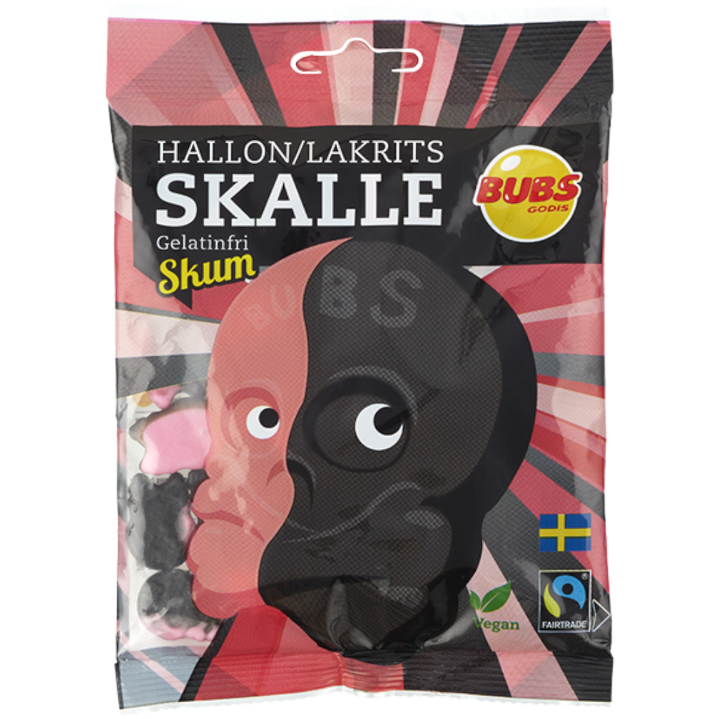 BUBS Raspberry Liquorice Skull Foam Peg Bag (Sweden) - 3.17oz (90g)