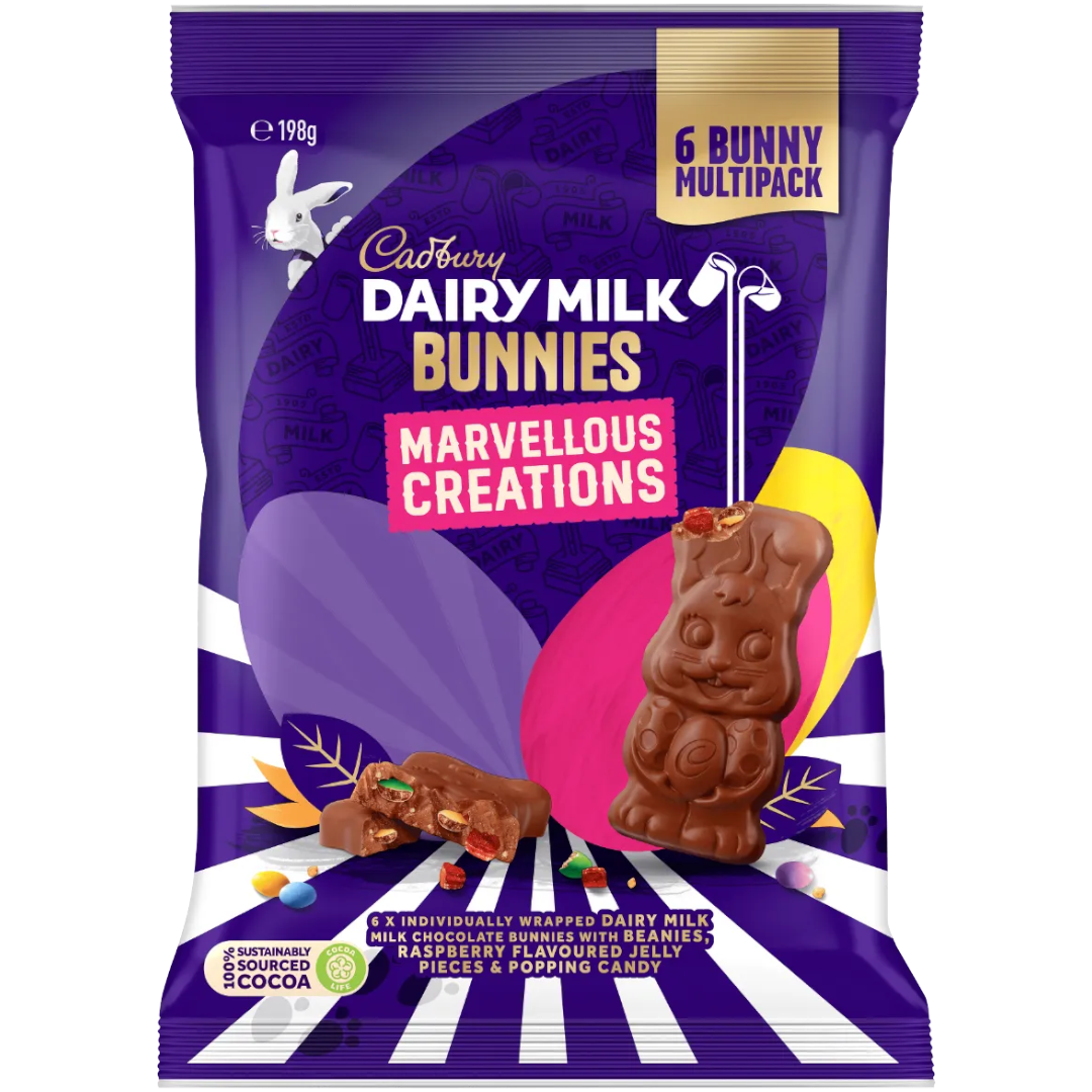 Cadbury Dairy Milk Marvellous Creations Bunnies Easter Limited Edition Share Bag (Australia) - 7oz (198g)