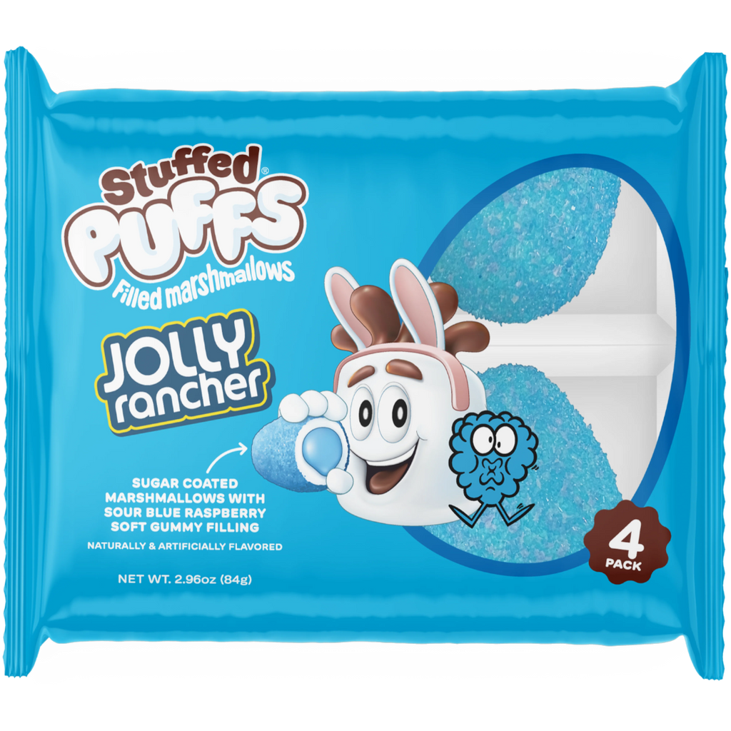 Stuffed Puffs Jolly Rancher Sour Blue Raspberry Soft Gummy Filled Marshmallows - 2.96oz (84g)