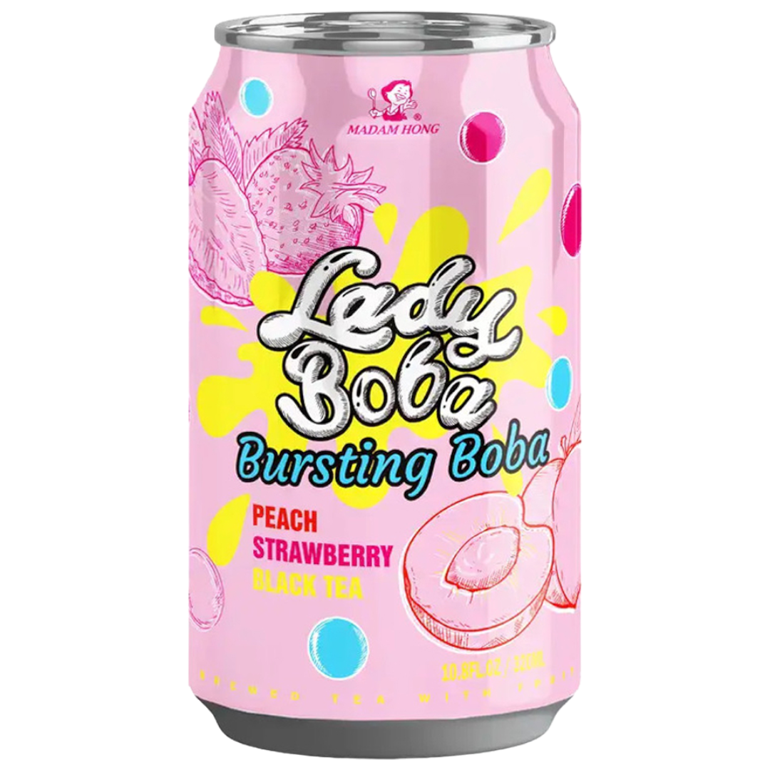 Madam Hong Lady Boba Peach & Strawberry Black Tea Bubble Tea - 10.8fl.oz (320ml)