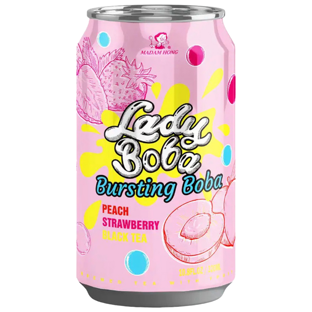 Madam Hong Lady Boba Peach & Strawberry Black Tea Bubble Tea - 10.8fl.oz (320ml)