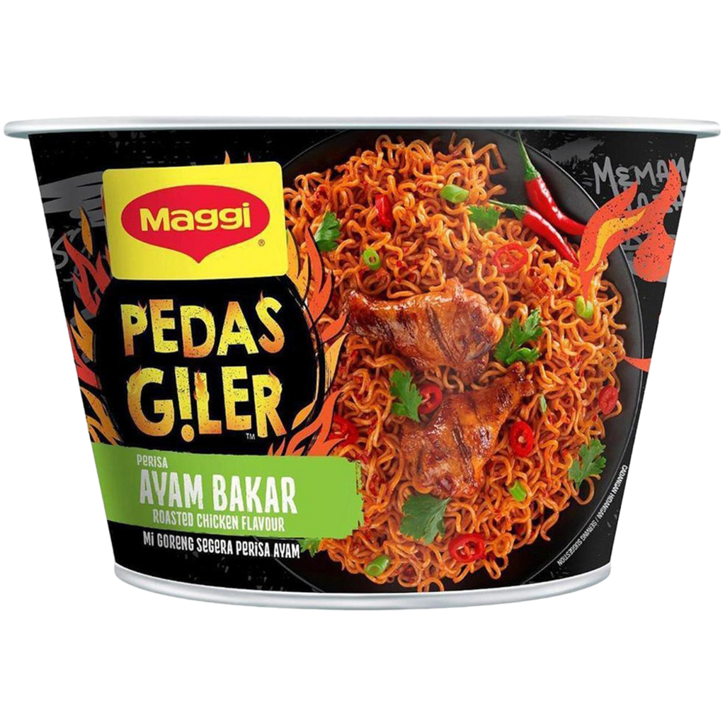 Maggi Crazy Spicy Pedas Giler Roasted Chicken Instant Noodles Big Bowl - 3.46oz (98g)