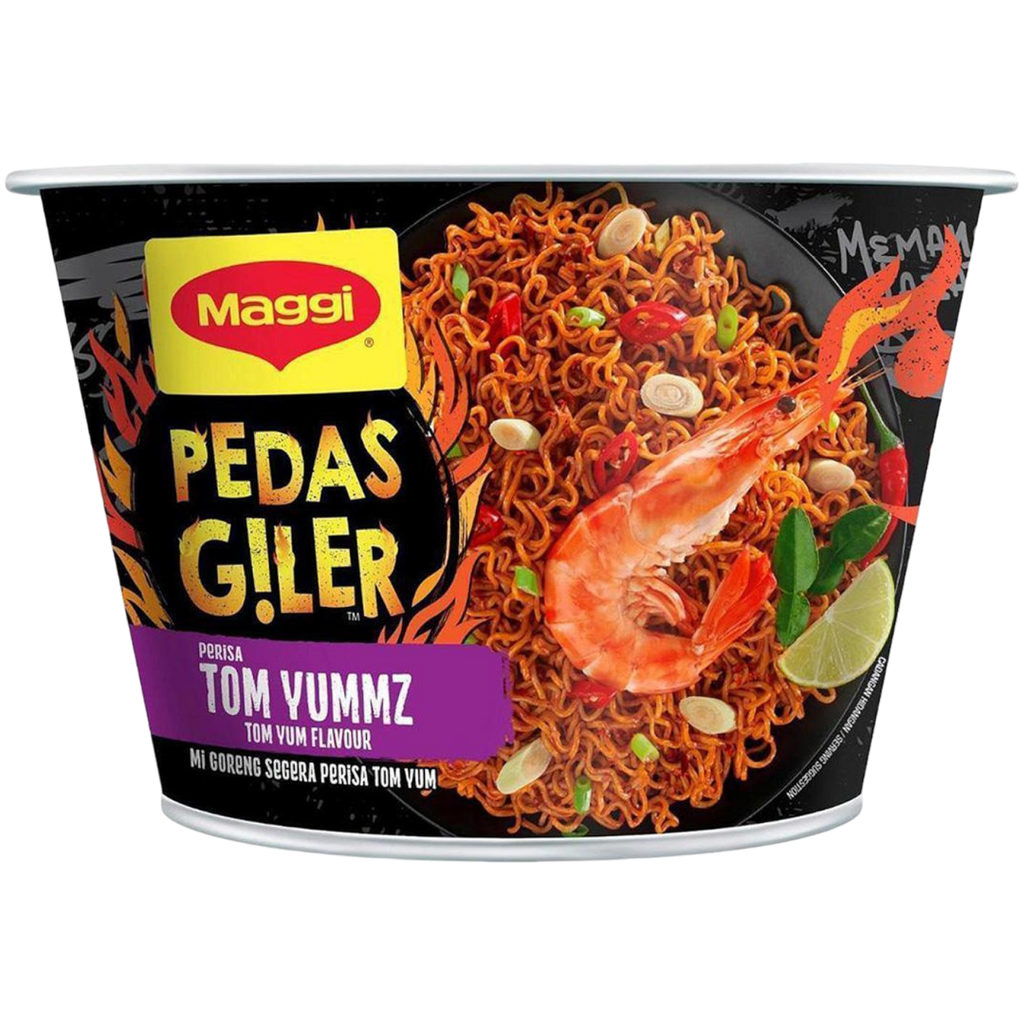 Maggi Crazy Spicy Pedas Giler Tom Yummz Instant Noodles Big Bowl - 3.46oz (98g)