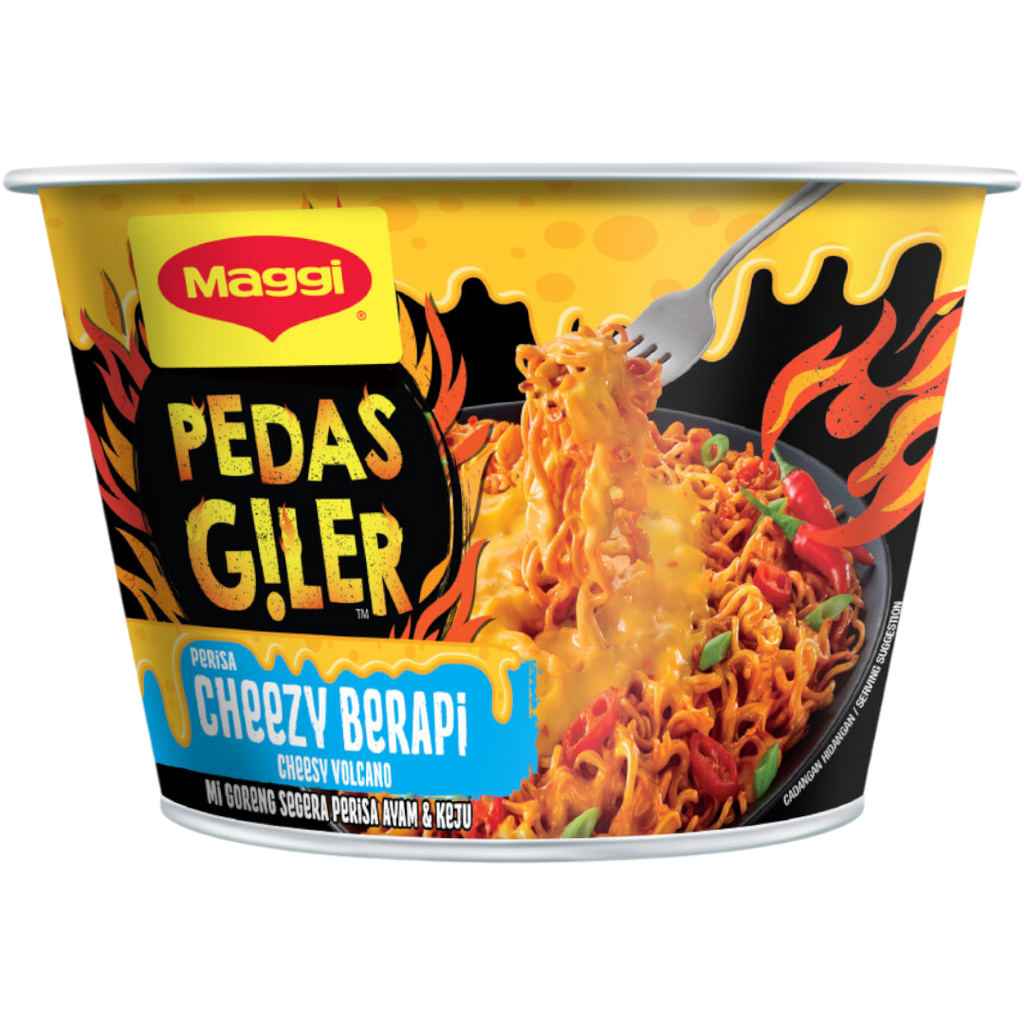 Maggi Crazy Spicy Pedas Giler Cheezy Berapi Instant Noodles Big Bowl - 3.46oz (98g)