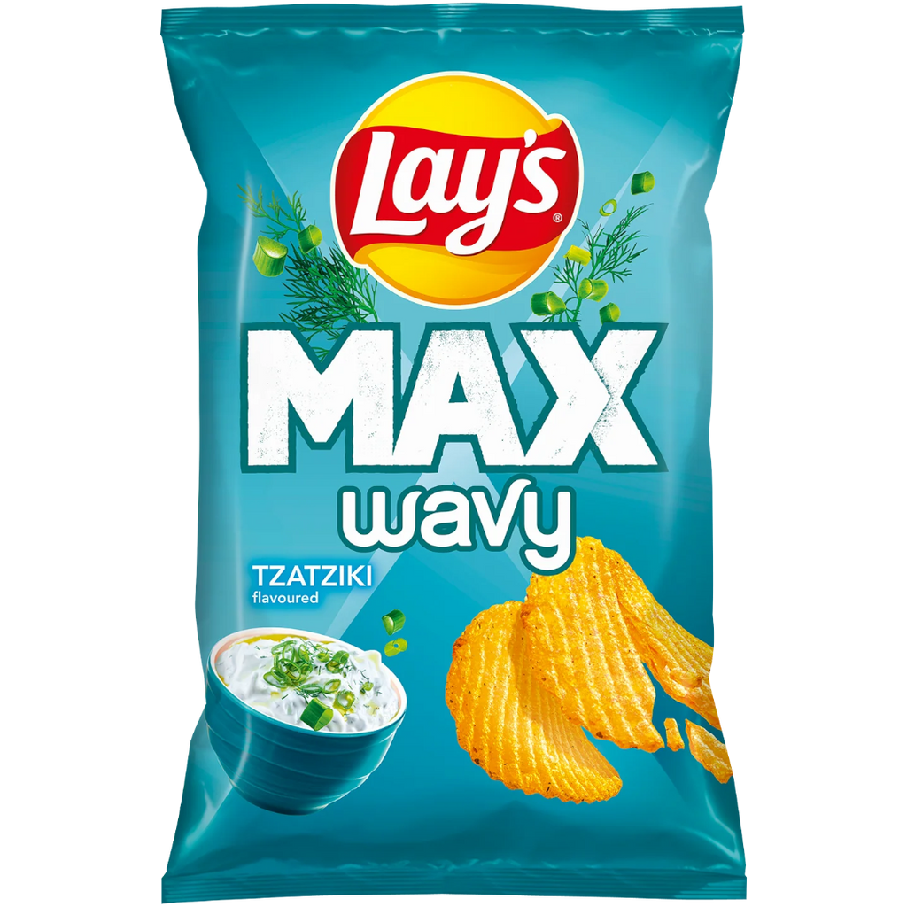 Lay's Max Wavy Tzatziki Flavoured Potato Crisps - 4.2oz (120g)