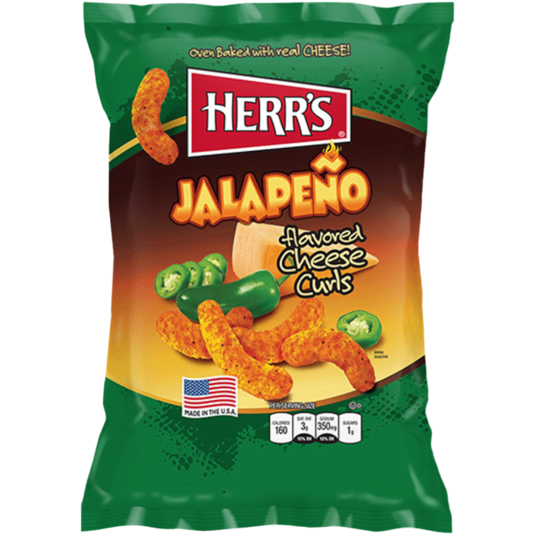 Herr's Cheese Curls - Jalapeno Flavour Puffs - 1oz (29g)