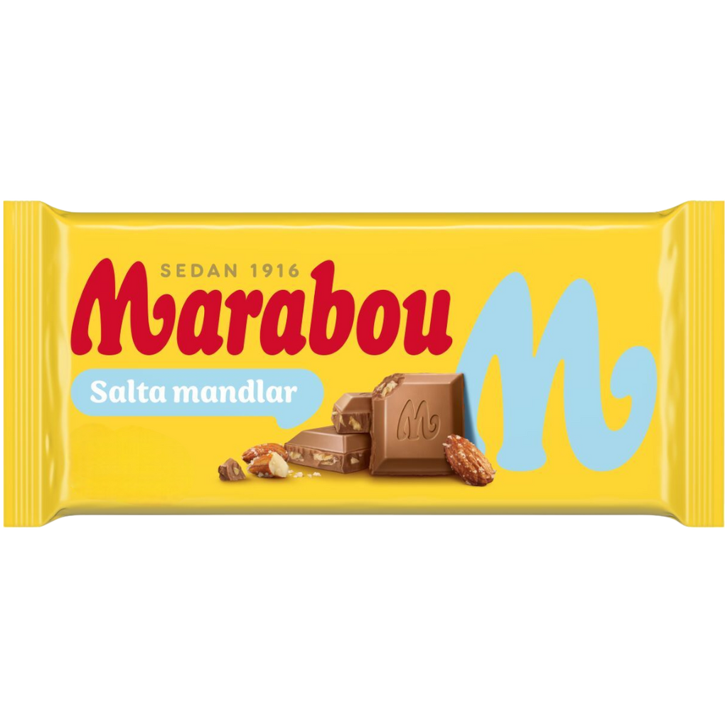 Marabou Salta Mandlar (Salty Almonds) Chocolate Block (Sweden) - 7.05oz (200g)