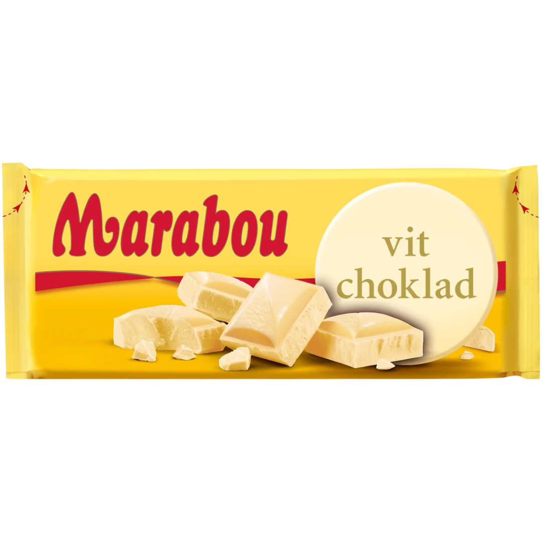 Marabou Vit Choklad (White) Chocolate Block (Sweden) - 6.35oz (180g)