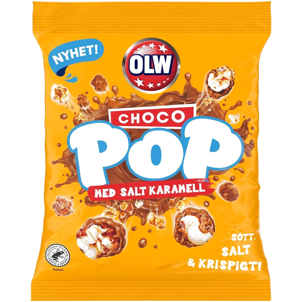 OLW Choco Pop Chocolate Covered Salted Caramel Popcorn (Sweden) - 2.82oz (80g)