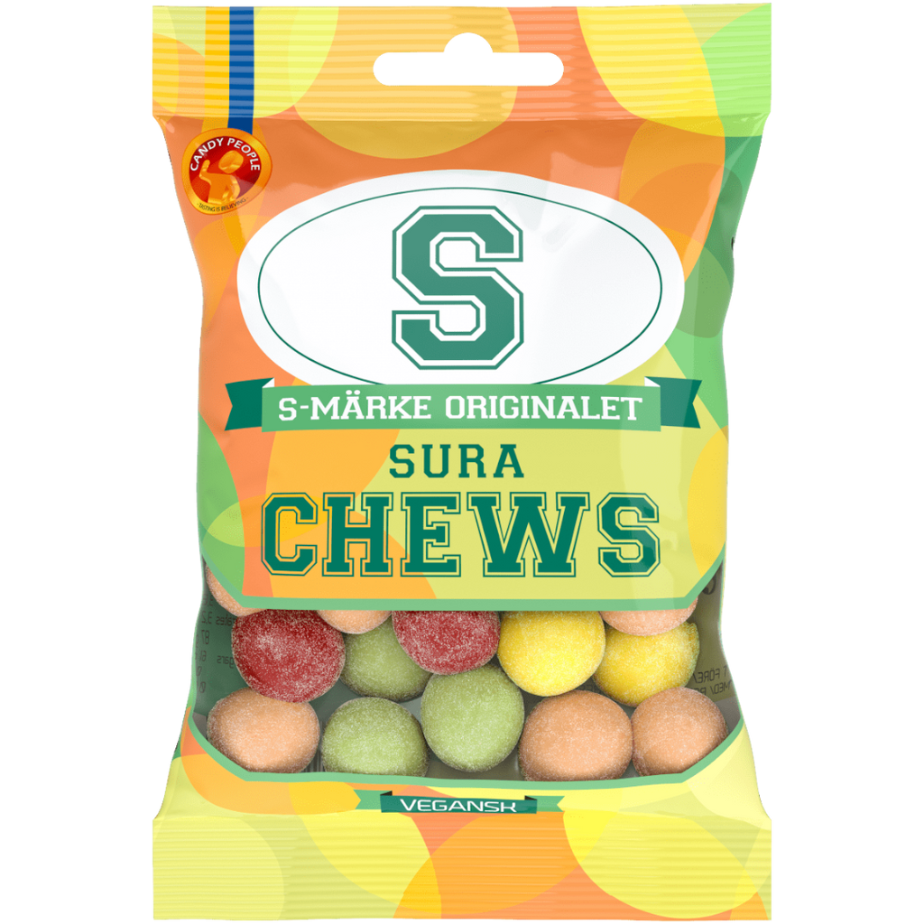 S-Märke Sura Chews (Sour Chews) Peg Bag (Sweden) - 2.47oz (70g)