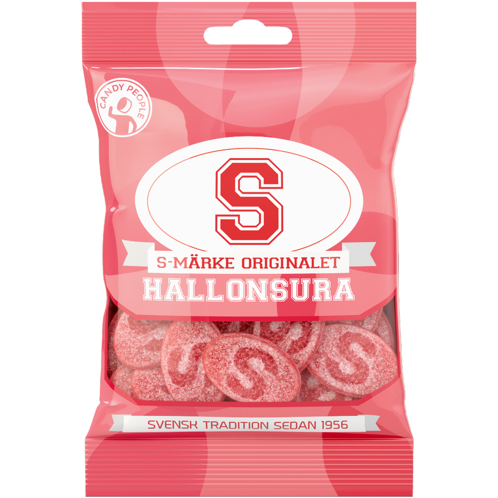 S-Märke Hallonsura (Sour Raspberry Ovals) Peg Bag (Sweden) - 2.82oz (80g)