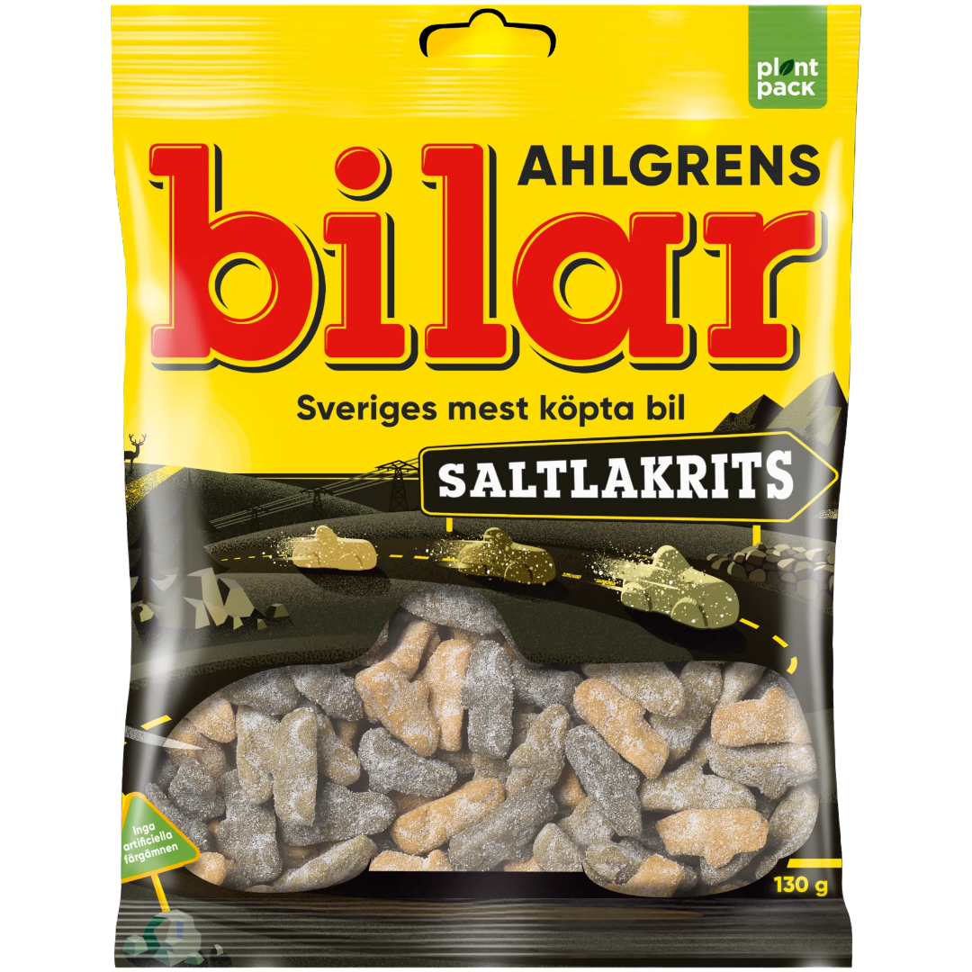 Ahlgrens Bilar Saltlakrits (Salty Liquorice Cars) (Swedish) - 3.5oz (100g)