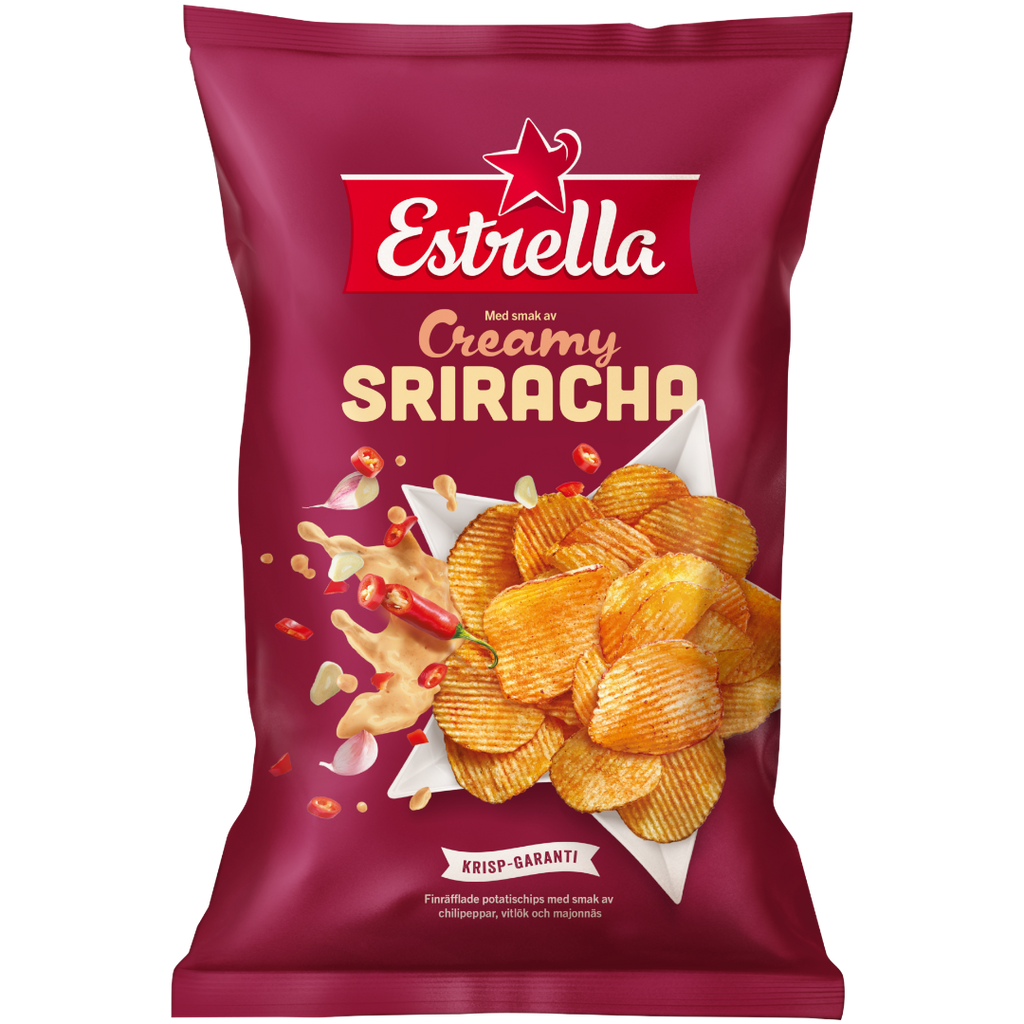 Estrella Creamy Sriracha Potato Chips Family Bag (Sweden) - 6.2oz (175g)