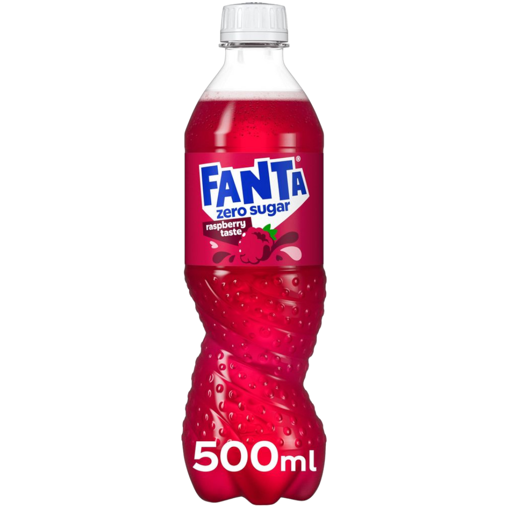 Fanta Raspberry Zero Sugar Bottle (Swedish) - 16.9fl.oz (500ml) BB 30/06/24