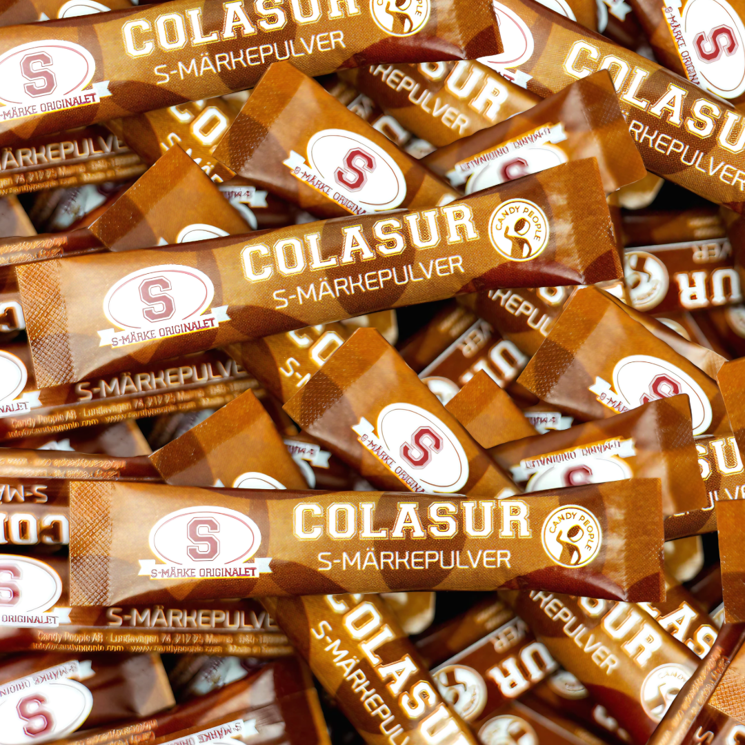 S-Märke Pulver Colasur (Super Sour Cola Powder Sachets) (Swedish)