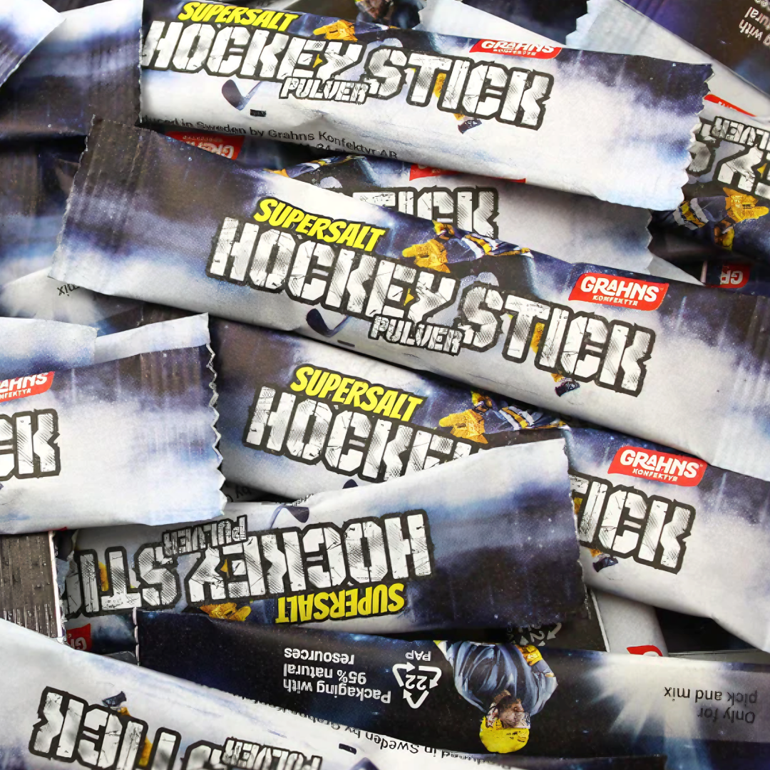 Hockey Stick Pulver Supersalt (Super Salty Salmiak Powder Sachets) (Swedish)