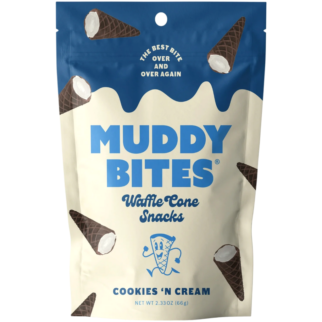 Muddy Bites Cookies 'N Cream Filled Waffle Cone Snacks - 2.33oz (66g)