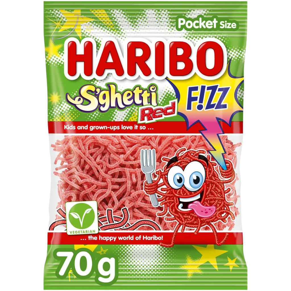 Haribo Spaghetti Red Fizz Peg Bag (German) - 2.5oz (70g)