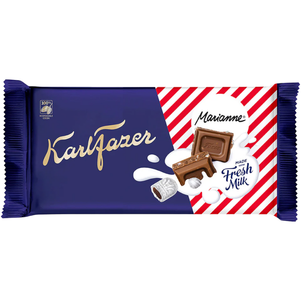 Karl Fazer Milk Chocolate With Marianne Peppermint Crush Block (Finland) - 5.1oz (145g)