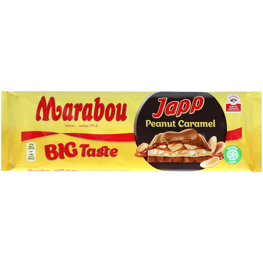 Marabou Big Taste Japp Peanut Caramel Filled XL Chocolate Block (Sweden) - 9.74oz (276g)