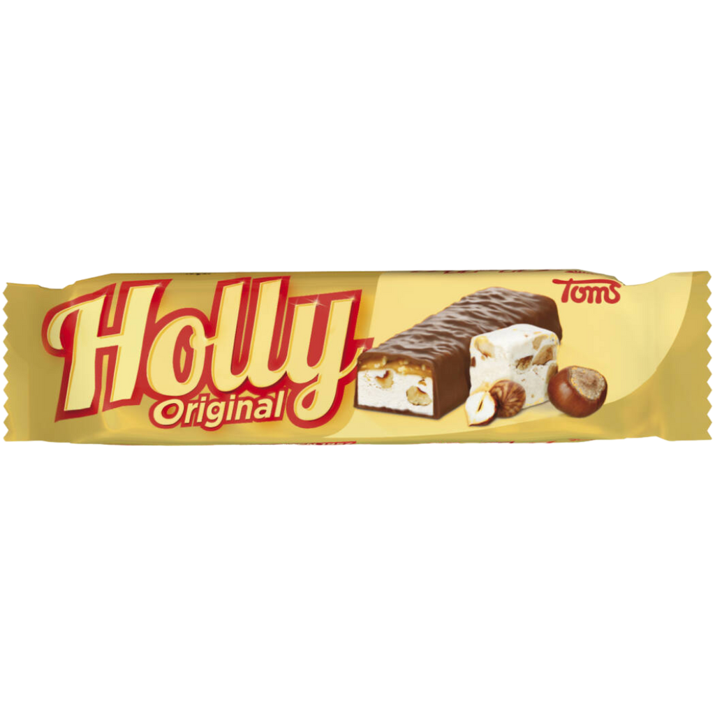 Toms Holly French Nougat, Caramel & Roasted Hazelnuts Milk Chocolate Bar (Danish) - 1.76oz (50g)