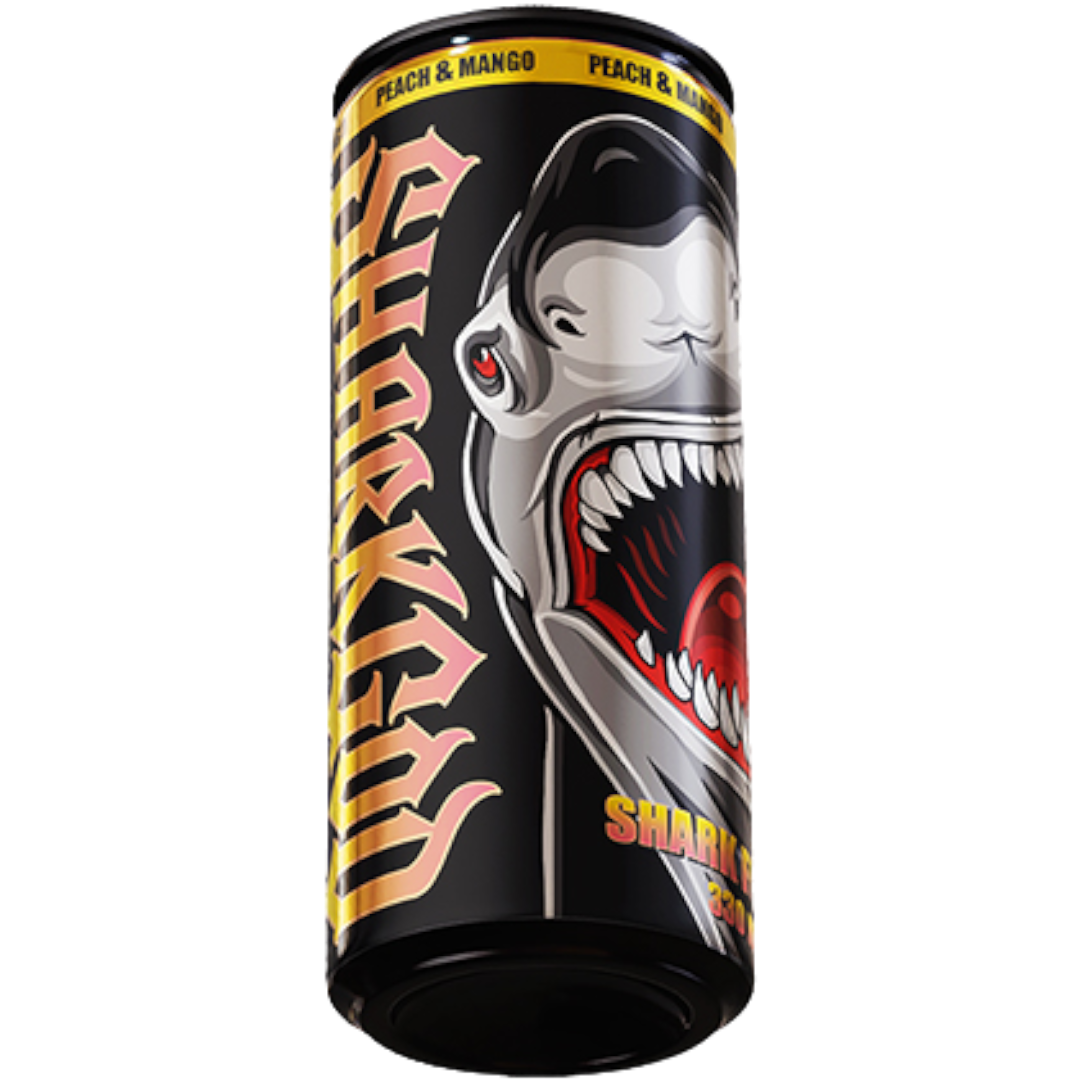 SHARKGOD Fusion Peach & Mango Energy Drink (Swedish) - 11.2fl.oz (330ml)