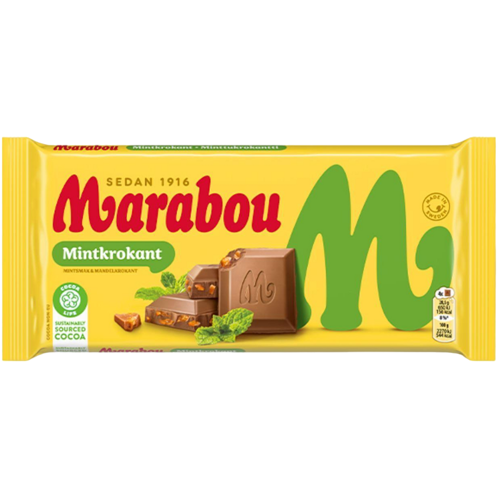 Marabou Mintkrokant (Mint Crisp) Chocolate Block (Sweden) - 7.05oz (200g)