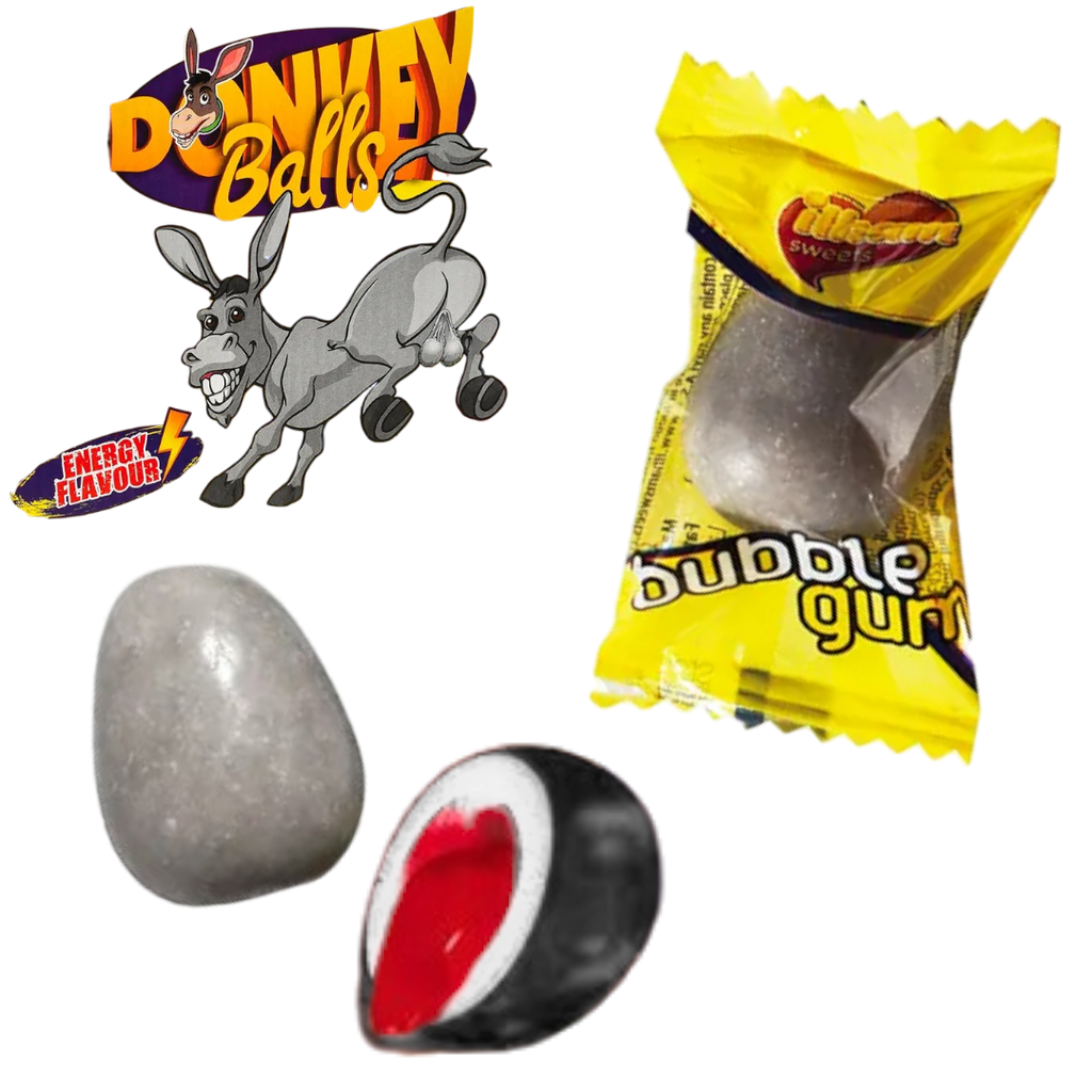 Donkey Balls Energy Drink Flavour Liquid Filled Bubblegum - 0.12oz (3.5g)