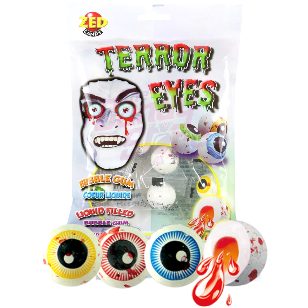 Terror Eyes Liquid Filled Bubblegum Eyeballs Peg Bag - 3.81oz (108g)