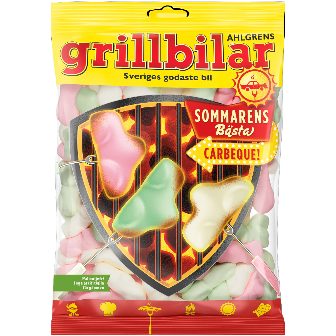 Ahlgrens Grillbilar 'Carbeque' (Fruity Barbecue Marshmallow Cars) (Swedish) - 8.8oz (250g)